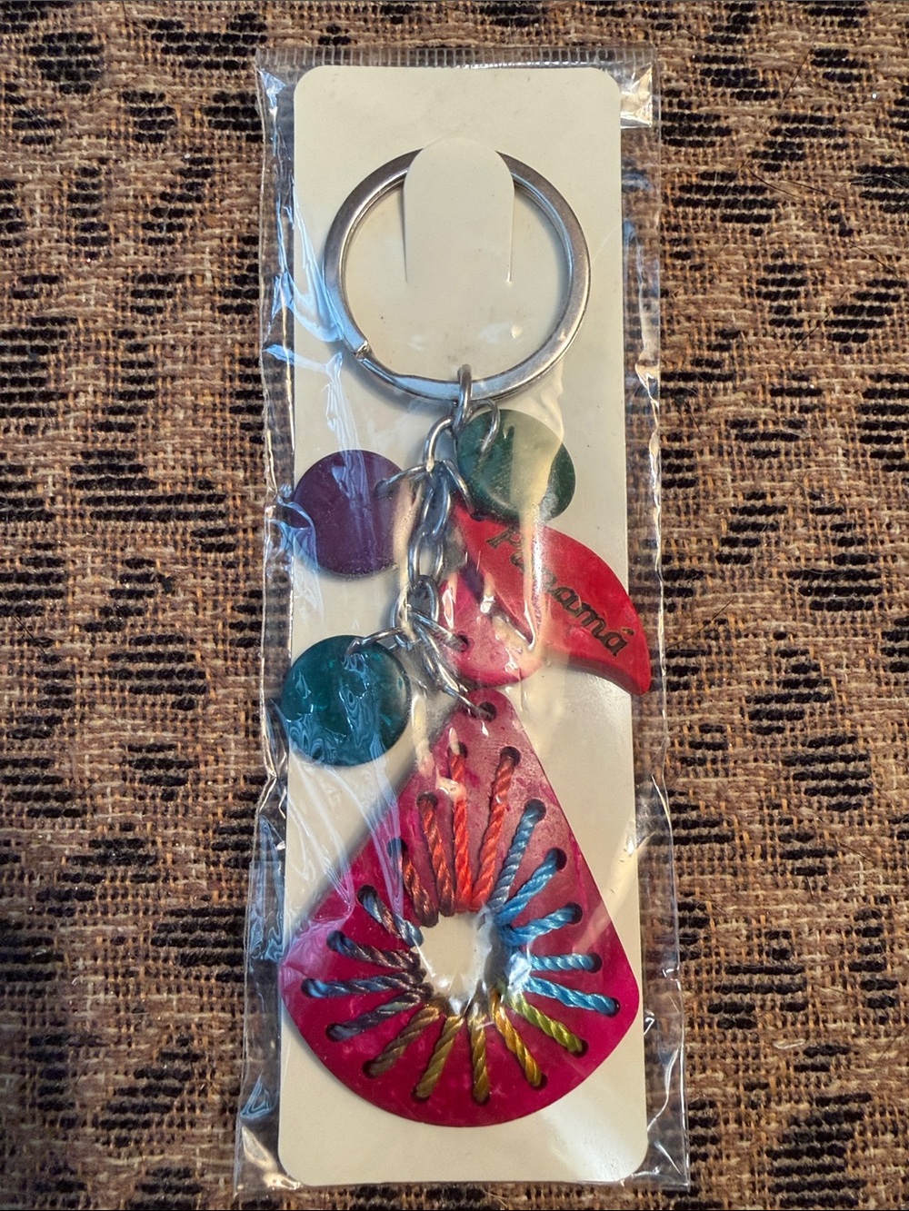 Handcrafted Pink Multi-Color Keychain from Panama